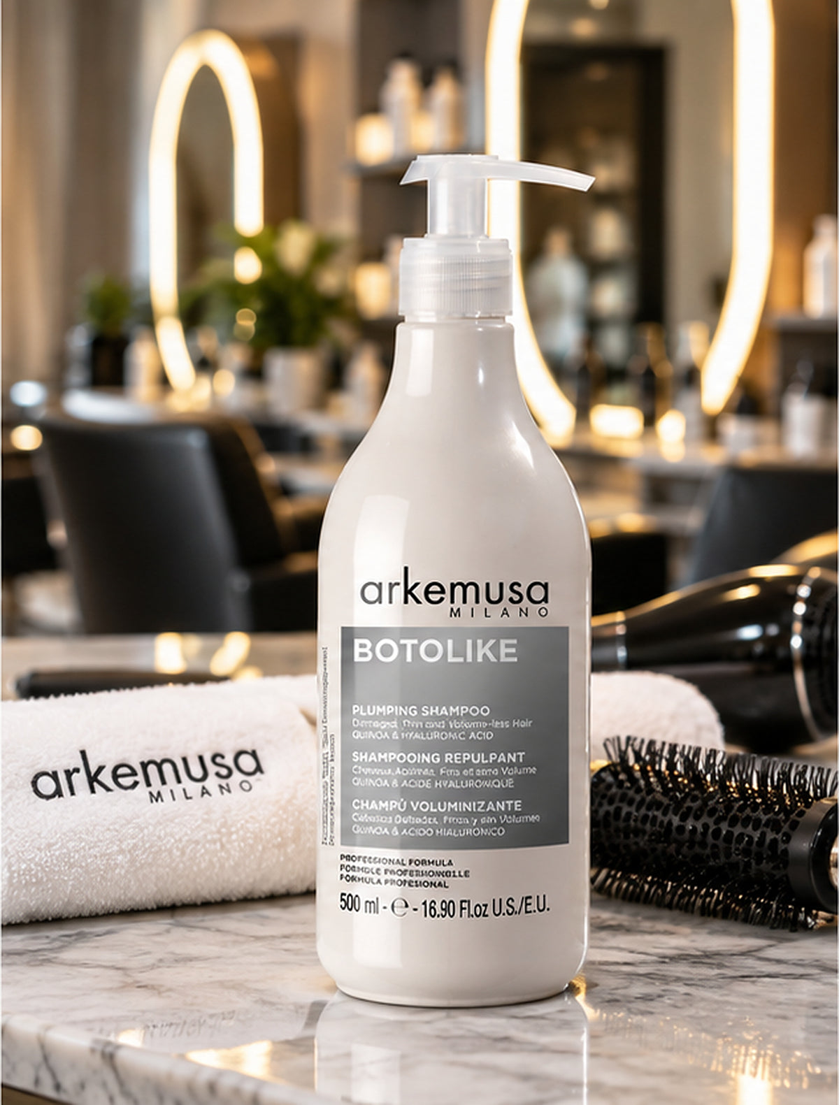 Arkemusa Botolike Plumping Σαμπουάν – Όγκος & Δύναμη για Λεπτά & Κατεστραμμένα Μαλλιά, 500 ml