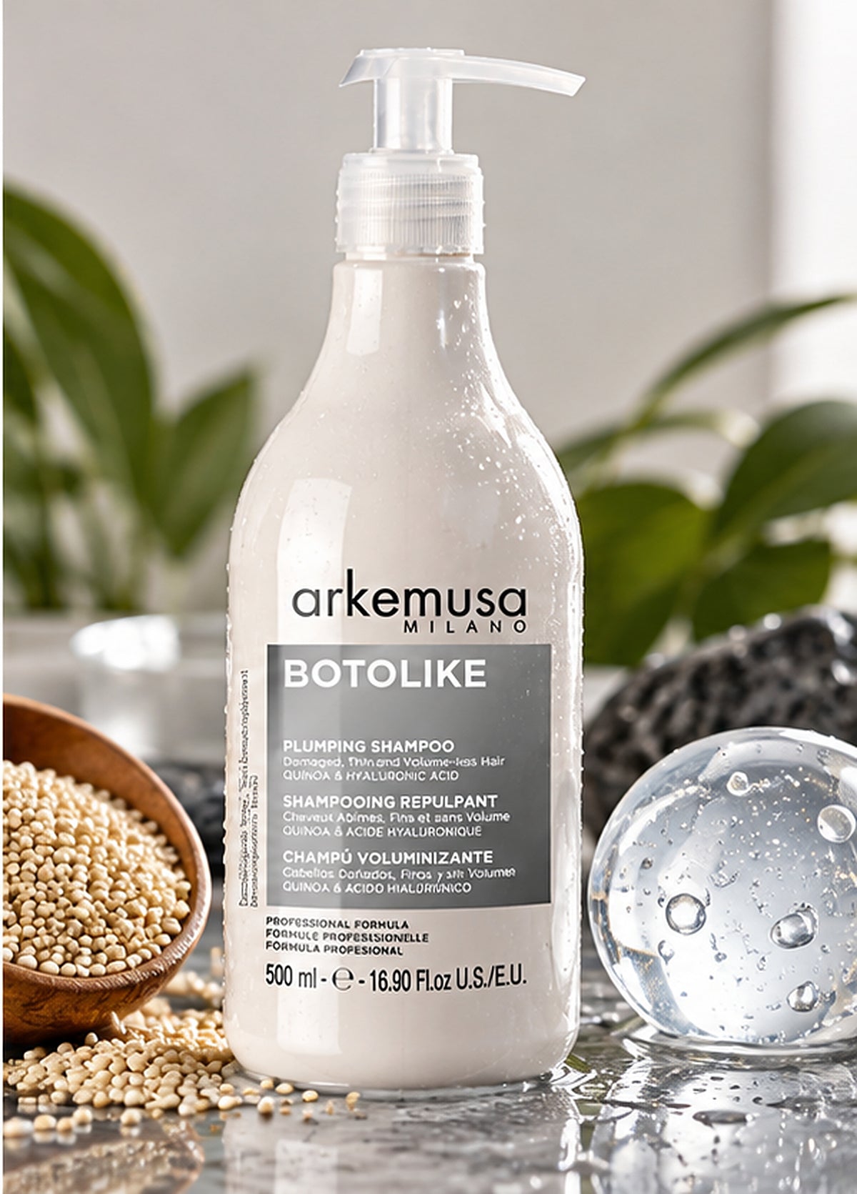 Arkemusa Botolike Plumping Σαμπουάν – Όγκος & Δύναμη για Λεπτά & Κατεστραμμένα Μαλλιά, 500 ml