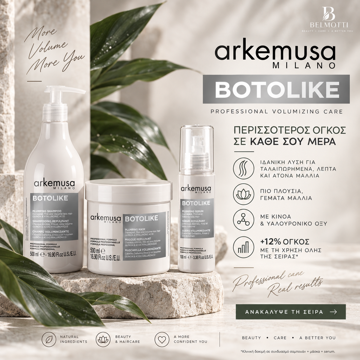 Arkemusa Botolike Plumping Μάσκα Μαλλιών – Όγκος & Δύναμη για Λεπτά & Κατεστραμμένα Μαλλιά, 500 ml
